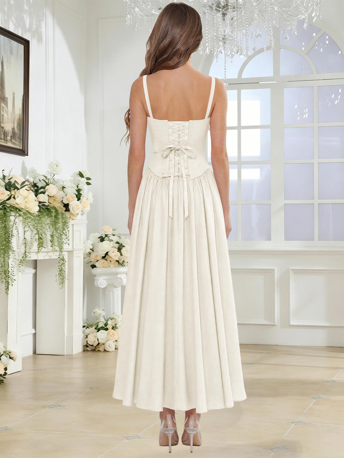 Spaghetti Strap Chiffon Ruched A Line Bridesmaid Dress