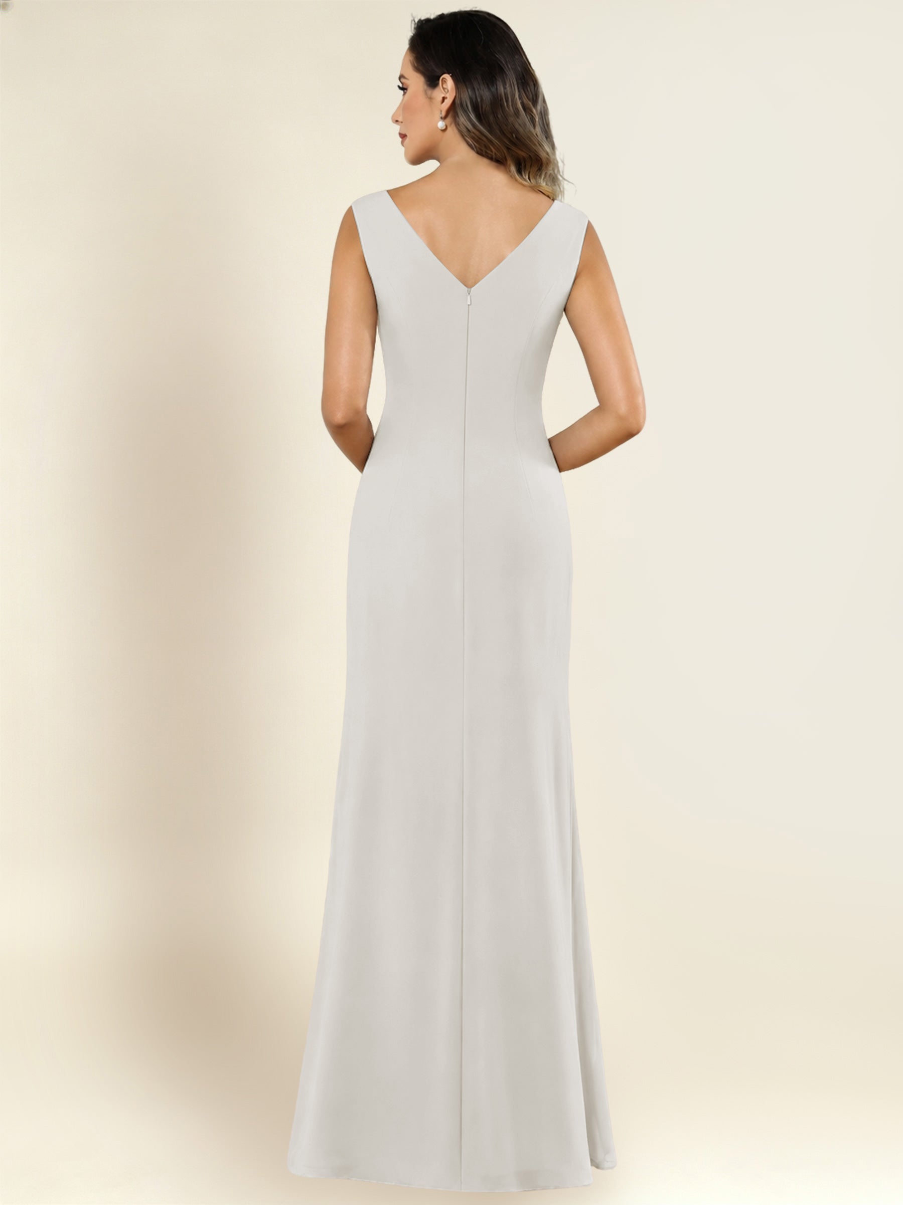 ROVDESY 2 Pieces V-Neck Sequin Chiffon Long Mother Of The Bride Dress With Long Sleeve Jacket