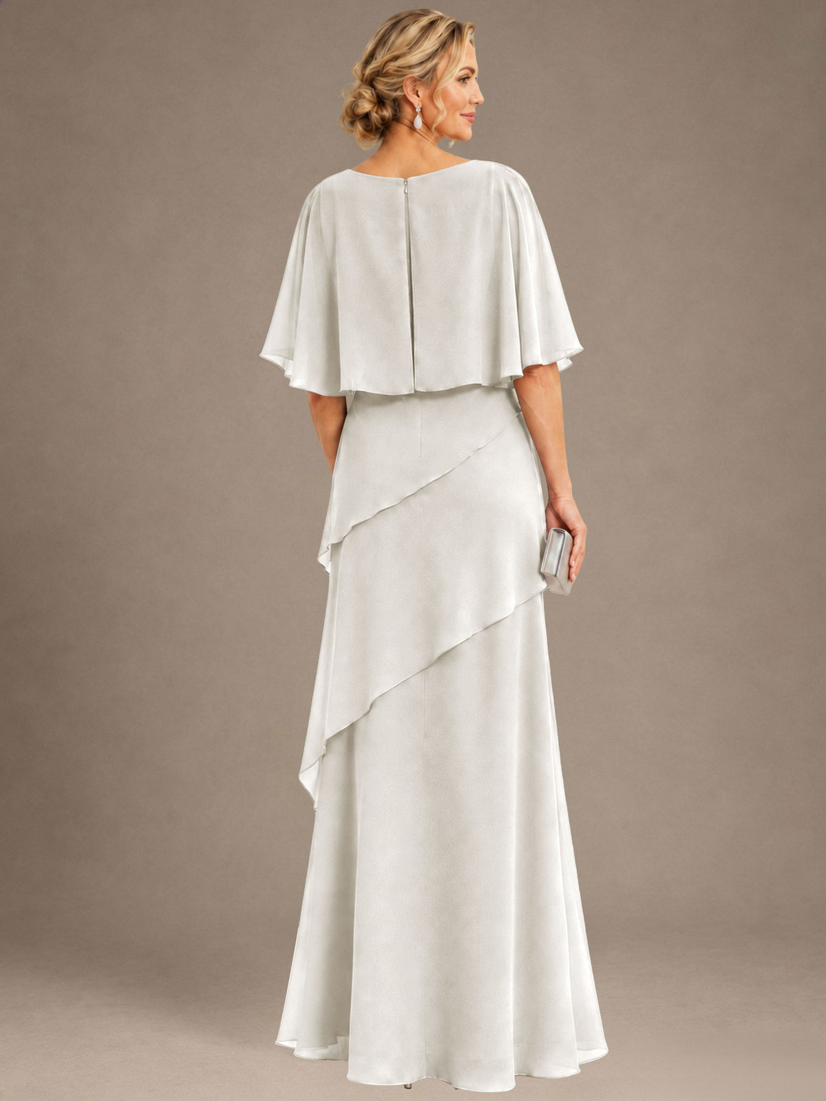 2 Pieces Chiffon Layered A Line Mother of the Bride Dress