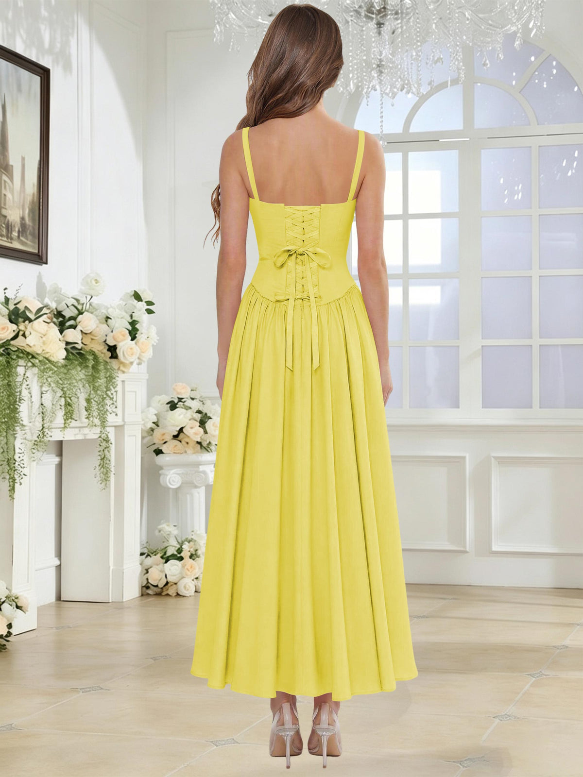 Spaghetti Strap Chiffon Ruched A Line Bridesmaid Dress